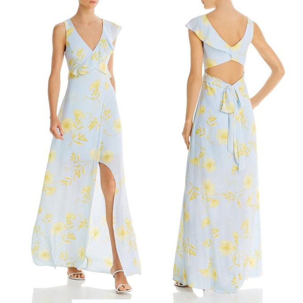 BCBG Floral Print Ruffled Maxi Dress